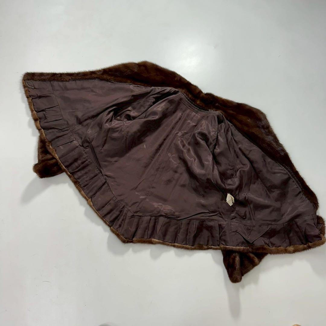 レアデザイン◎ツヤ◎色味◎デミバフミンク ファーコート 裾袖フレア クロップド丈