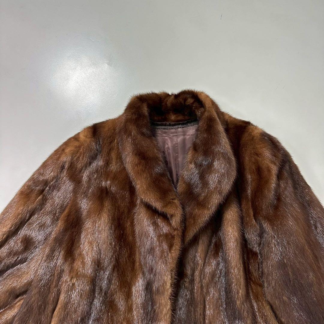 レアデザイン◎ツヤ◎色味◎デミバフミンク ファーコート 裾袖フレア クロップド丈