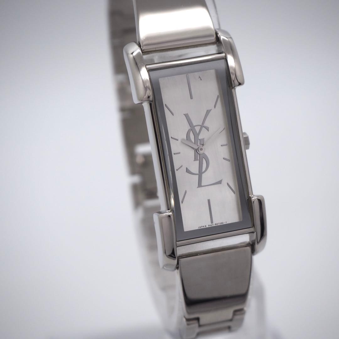 328 稼働 イヴサンローラン　時計　レディース シェル　シルバー　ブレスレット