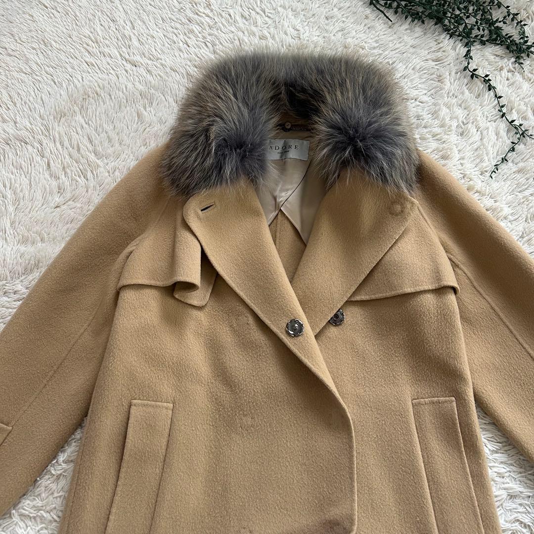 美品✨アドーア ゴールデンアイランドフォックスカシミヤ混 ウールコート