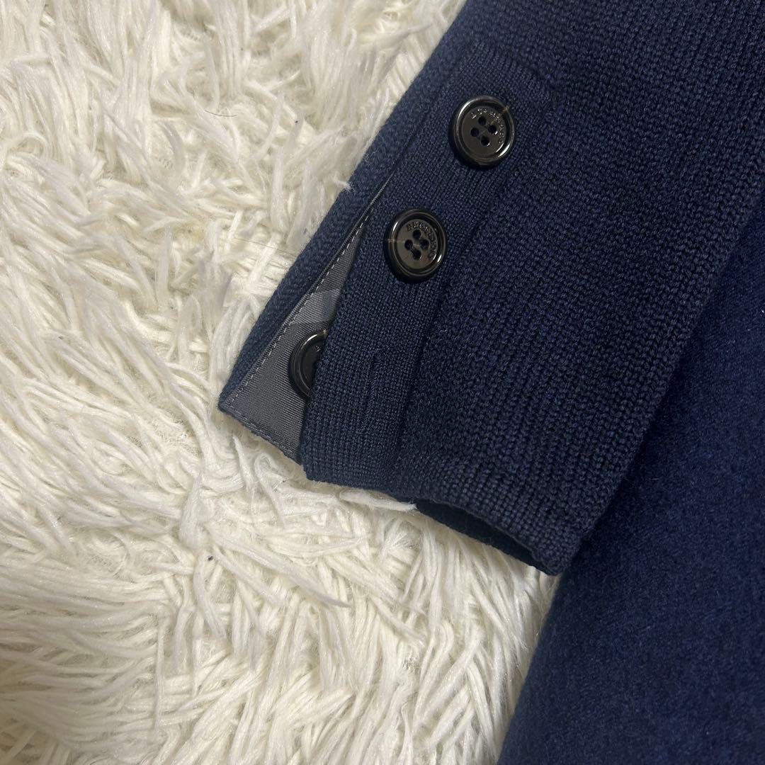 バーバリーロンドン　テーラードジャケット　チェック　ニット切替 ネイビー　38