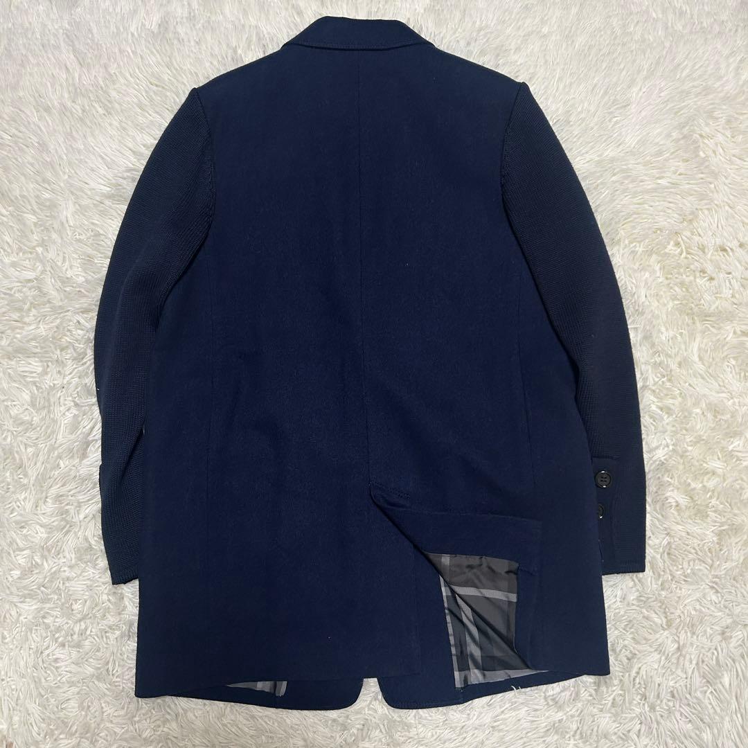 バーバリーロンドン　テーラードジャケット　チェック　ニット切替 ネイビー　38