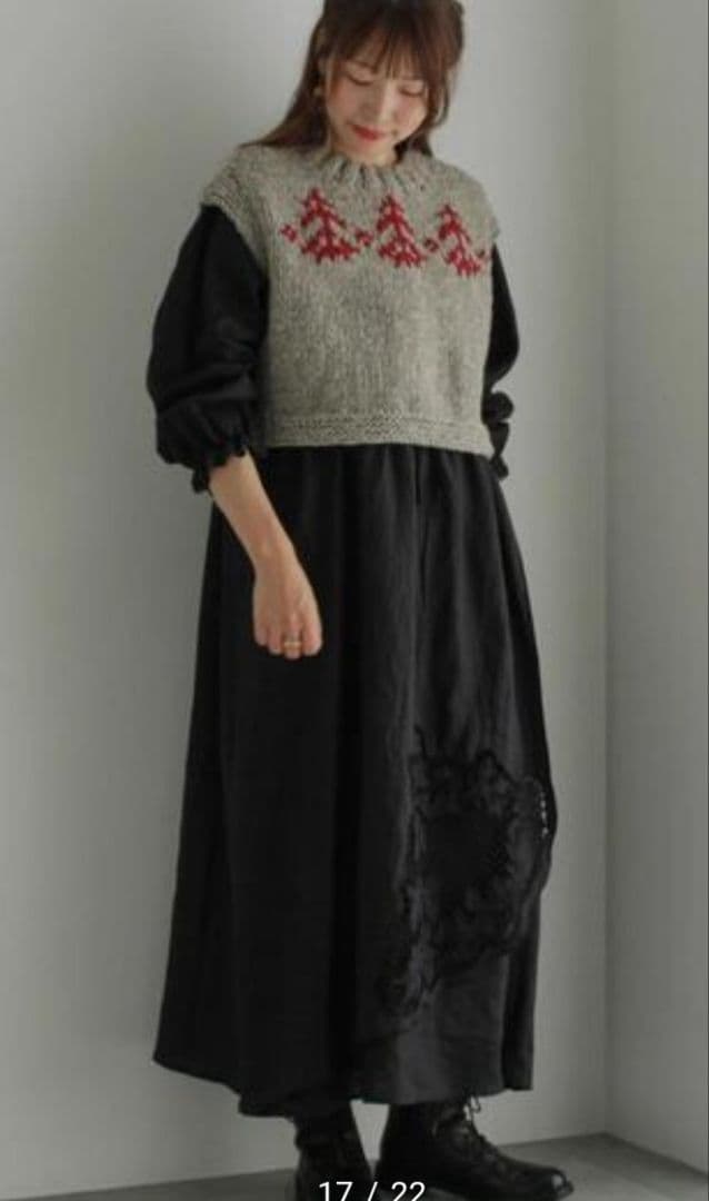 ツハル TSUHARU【ペルーニット】前後着ジャカードニットベスト新品グレー