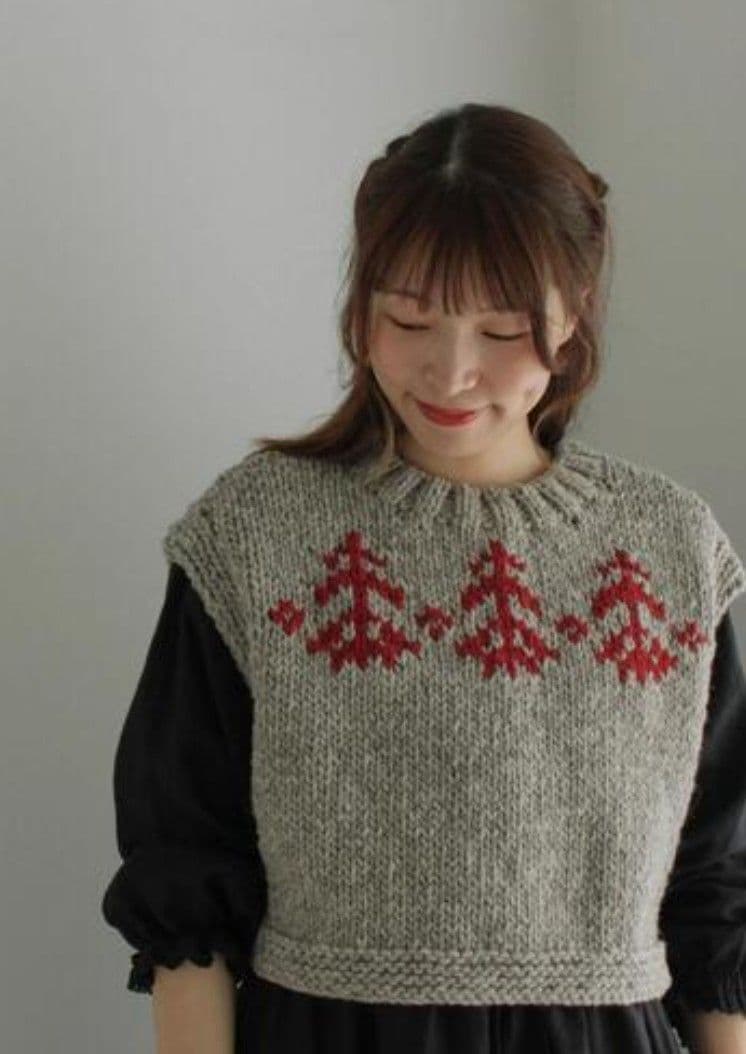 ツハル TSUHARU【ペルーニット】前後着ジャカードニットベスト新品グレー