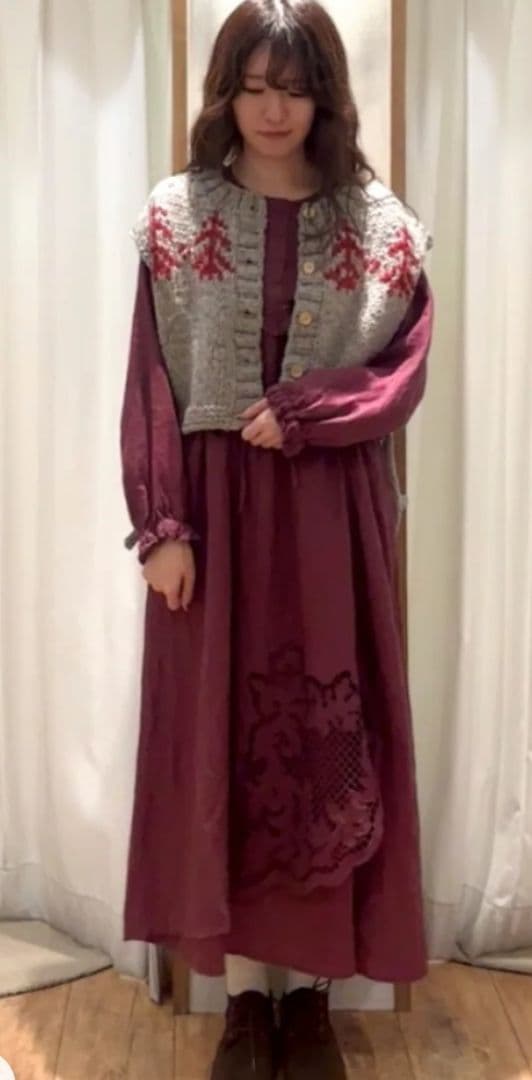 ツハル TSUHARU【ペルーニット】前後着ジャカードニットベスト新品グレー