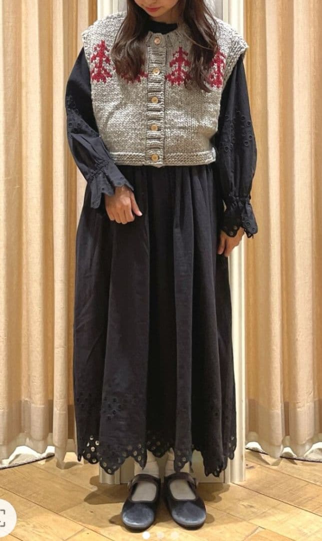 ツハル TSUHARU【ペルーニット】前後着ジャカードニットベスト新品グレー