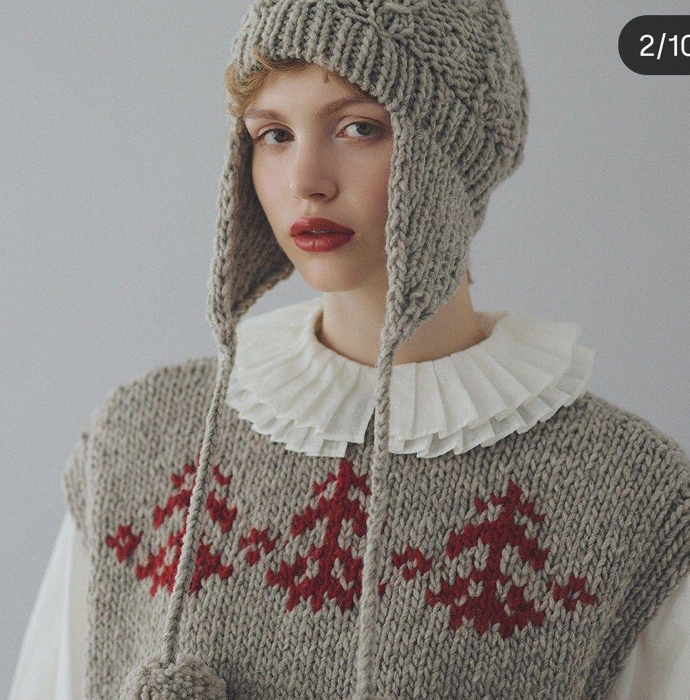 ツハル TSUHARU【ペルーニット】前後着ジャカードニットベスト新品グレー