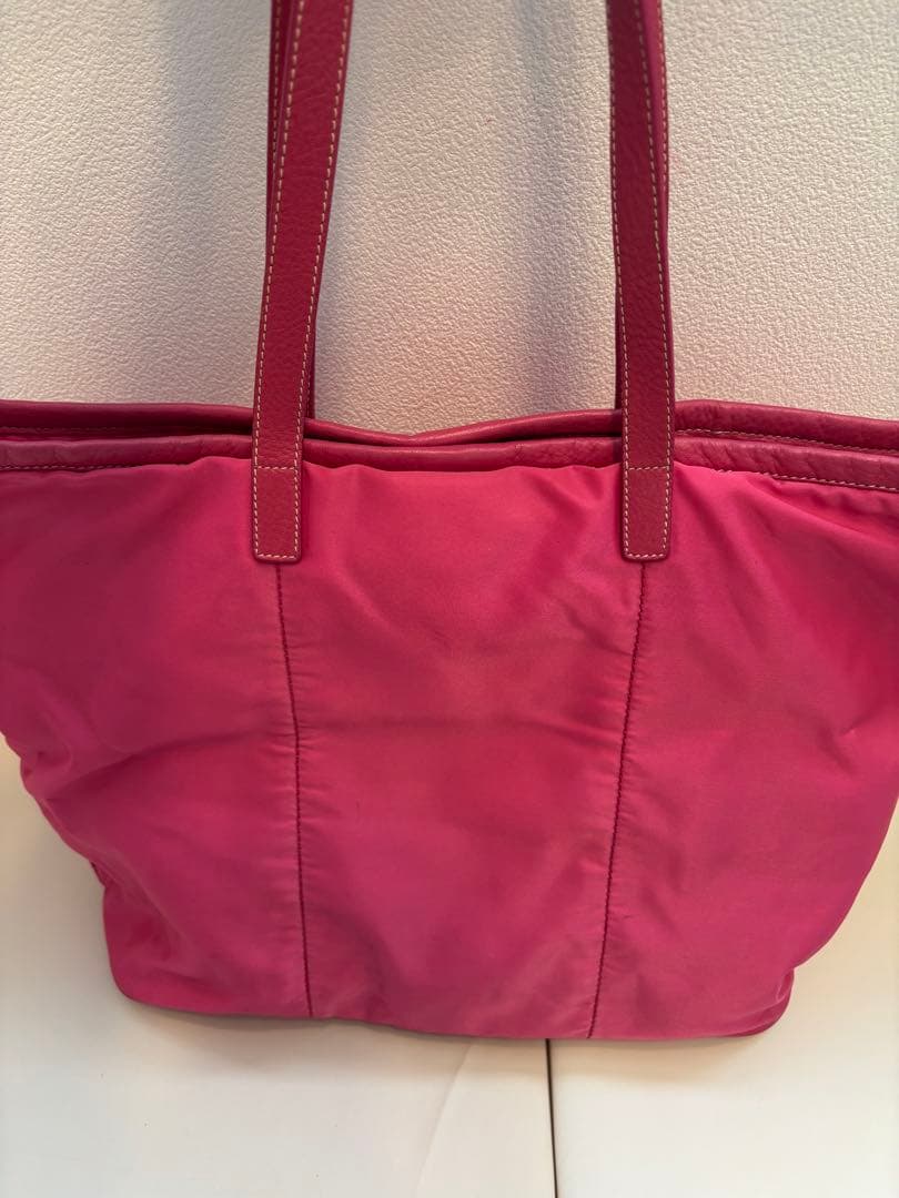 PRADA プラダ ロゴジャガード トートバッグ 三角プレート ナイロン ピンク