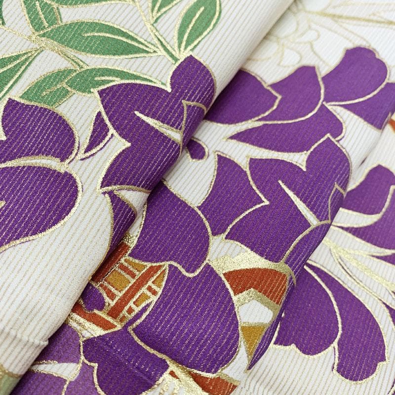 512z33☆振袖 古典柄 金彩 藤に御所車 アイボリー☆成人式結婚式 十三参り