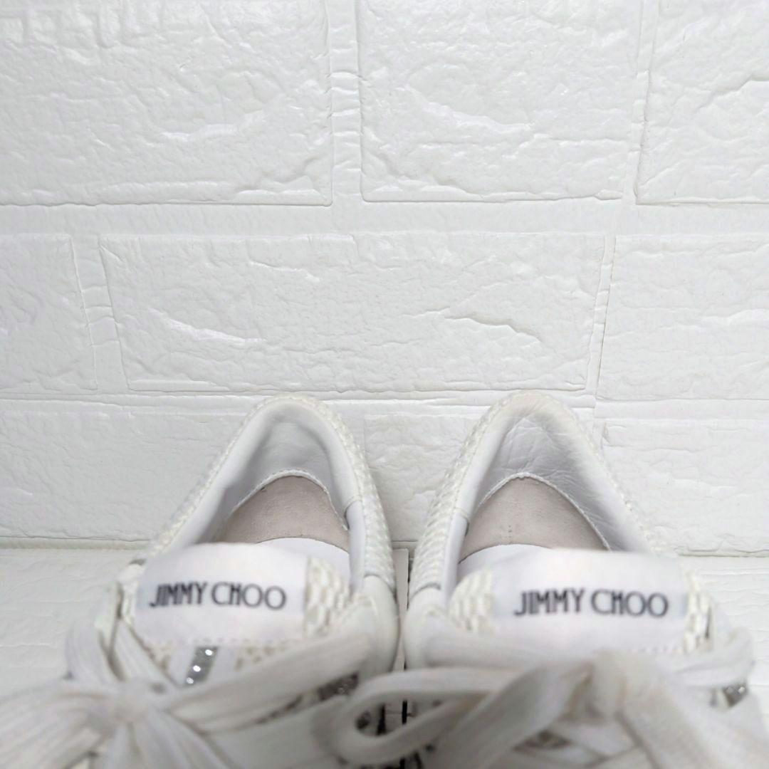 JIMMY CHOO ラインストーン メッシュローカットスニーカー 白 37.5