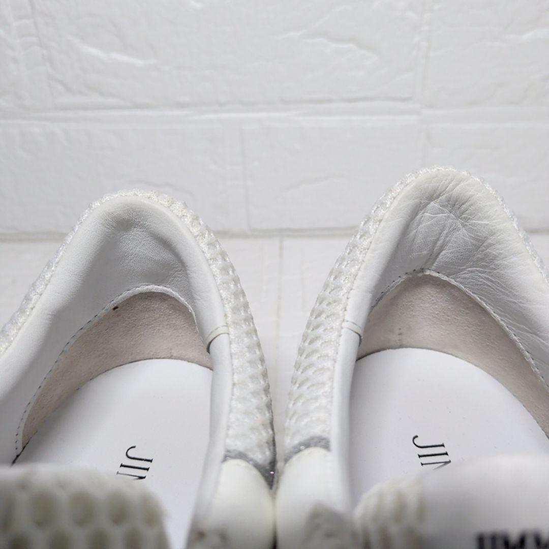 JIMMY CHOO ラインストーン メッシュローカットスニーカー 白 37.5