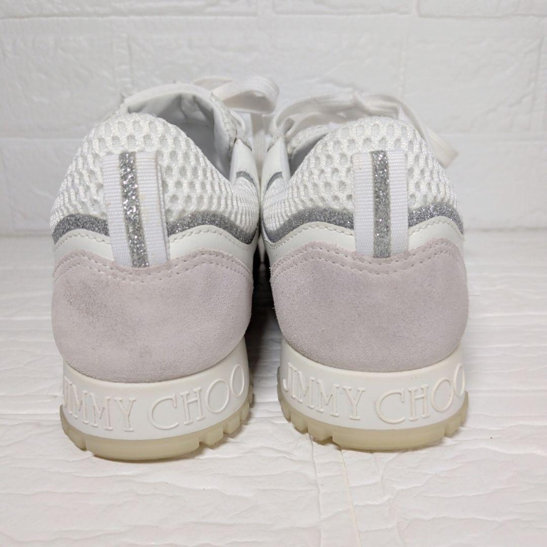 JIMMY CHOO ラインストーン メッシュローカットスニーカー 白 37.5