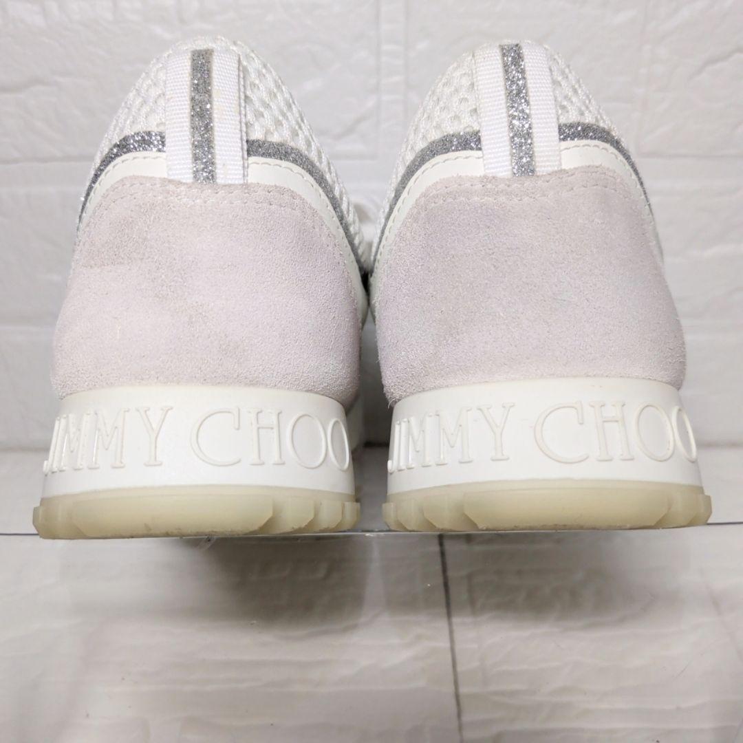 JIMMY CHOO ラインストーン メッシュローカットスニーカー 白 37.5