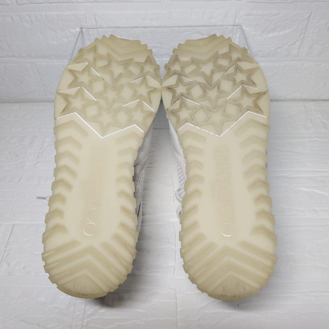 JIMMY CHOO ラインストーン メッシュローカットスニーカー 白 37.5