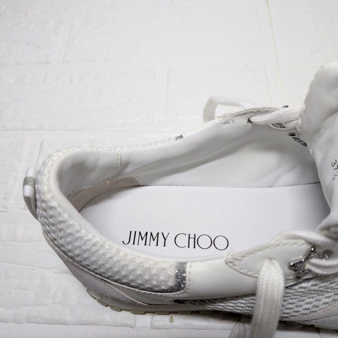 JIMMY CHOO ラインストーン メッシュローカットスニーカー 白 37.5