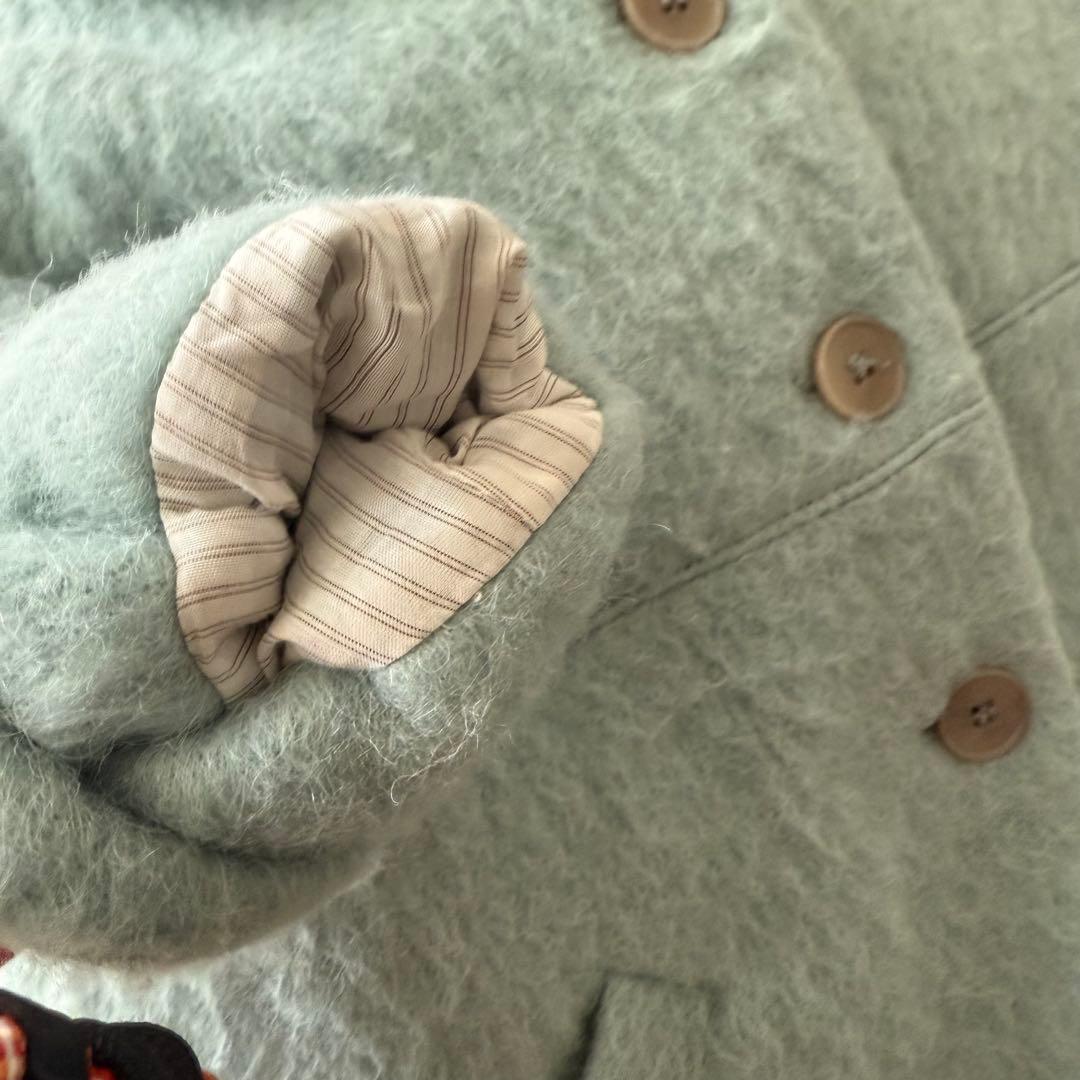 CARAMEL ミントグリーン ファー襟 コート