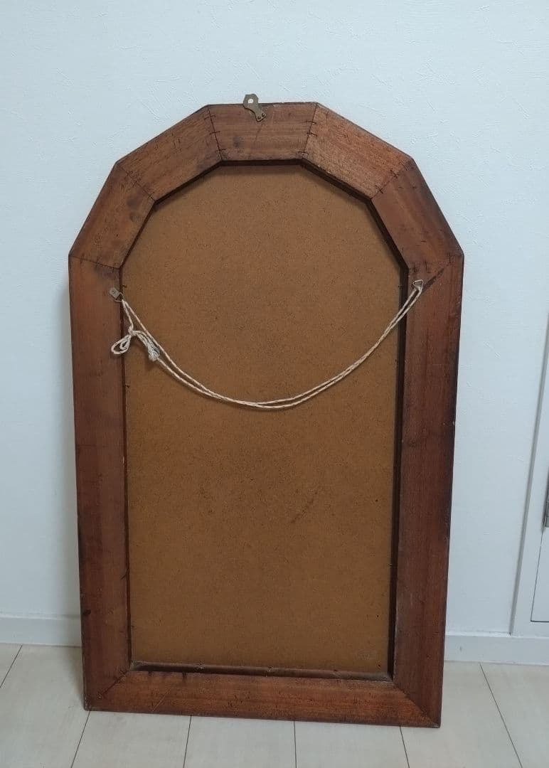 イタリア製　アンティークミラー　木製フレーム金色塗装　壁掛け鏡