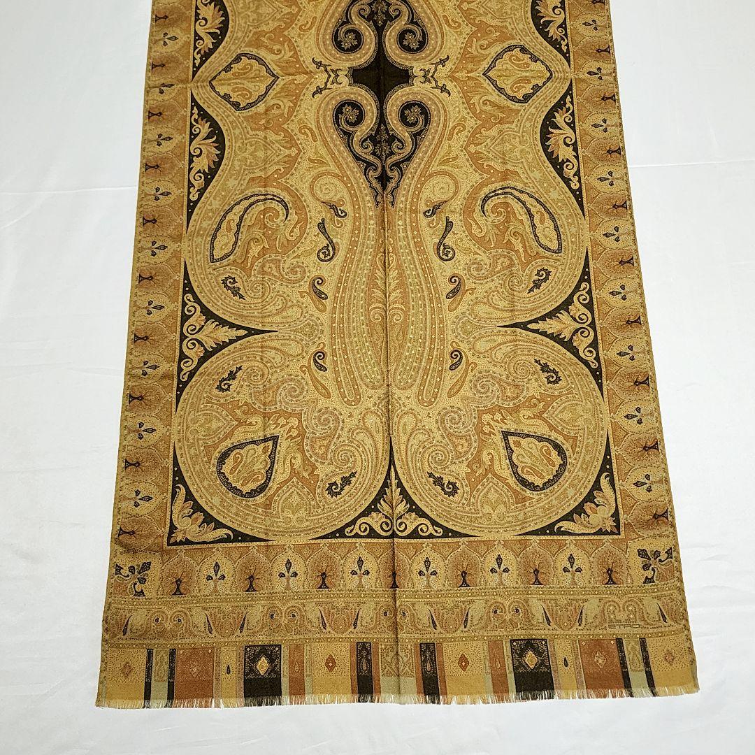 美品 ★ETRO★ ストール ペイズリー柄 ウール混 ベージュ ブラウン.