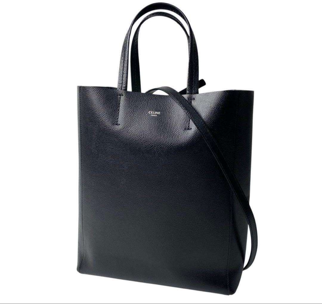 美品 セリーヌCELINE バーティカルカバ スモール ショルダーバッグ 黒