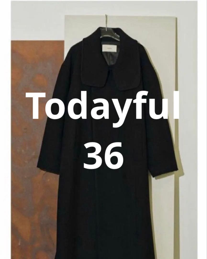 TODAYFUL スタンドカラーウールコート　36 ブラック