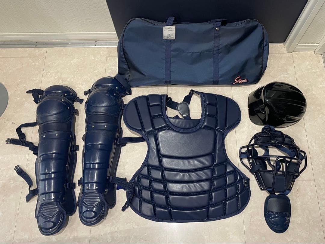 スラッガー 硬式用キャッチャーギア4点セット ＋ ミズノ キャッチャーヘルメット