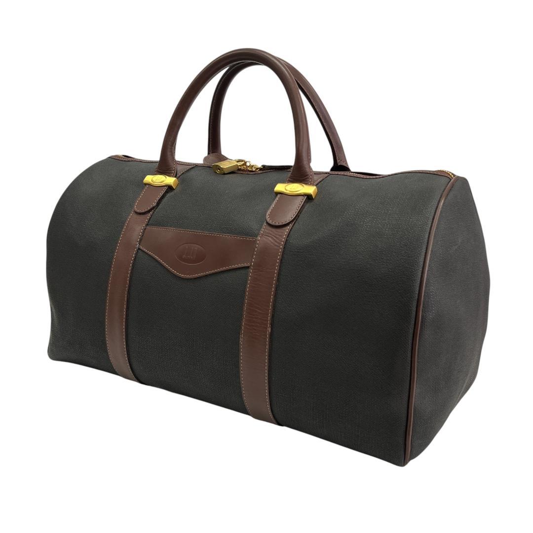 美品 ダンヒル ボストンバッグ レザー ブラウン グレー 大容量 旅行バッグ