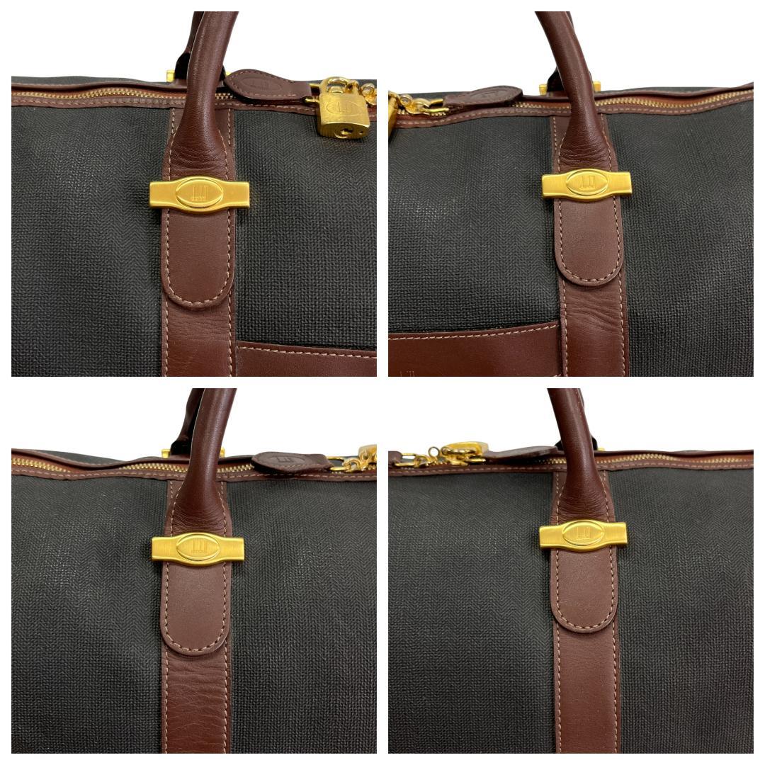 美品 ダンヒル ボストンバッグ レザー ブラウン グレー 大容量 旅行バッグ