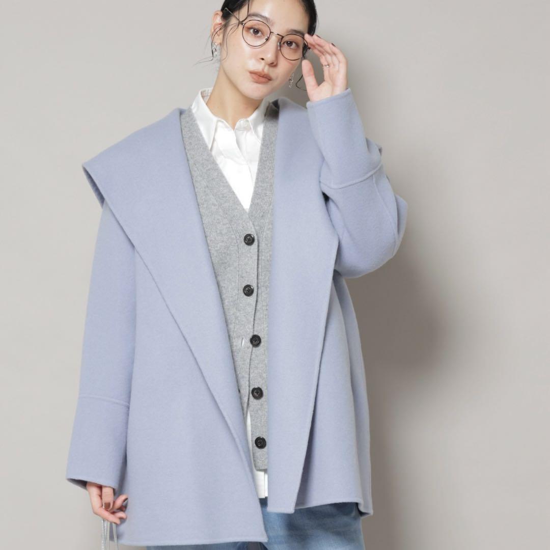 【未使用】Nano universe ウールリバーショールミディコート　S