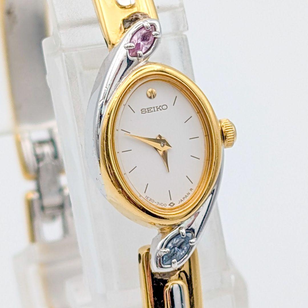 美品✨ SEIKO カラーストーン クォーツ レディース時計 1E20-6240