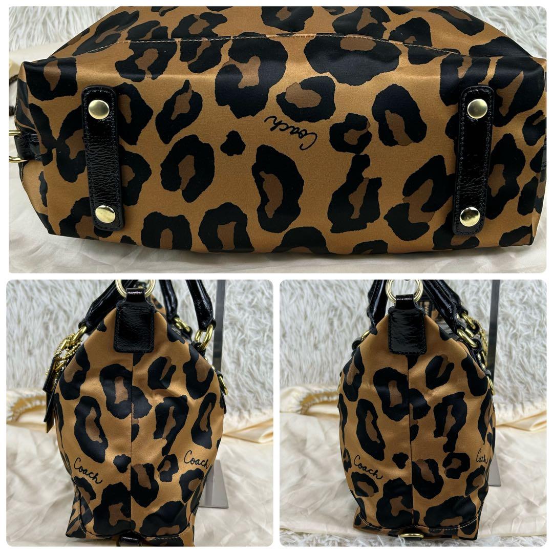 ✨極美品 コーチ マディソン ナイロン パテントレザー レオパード 2way