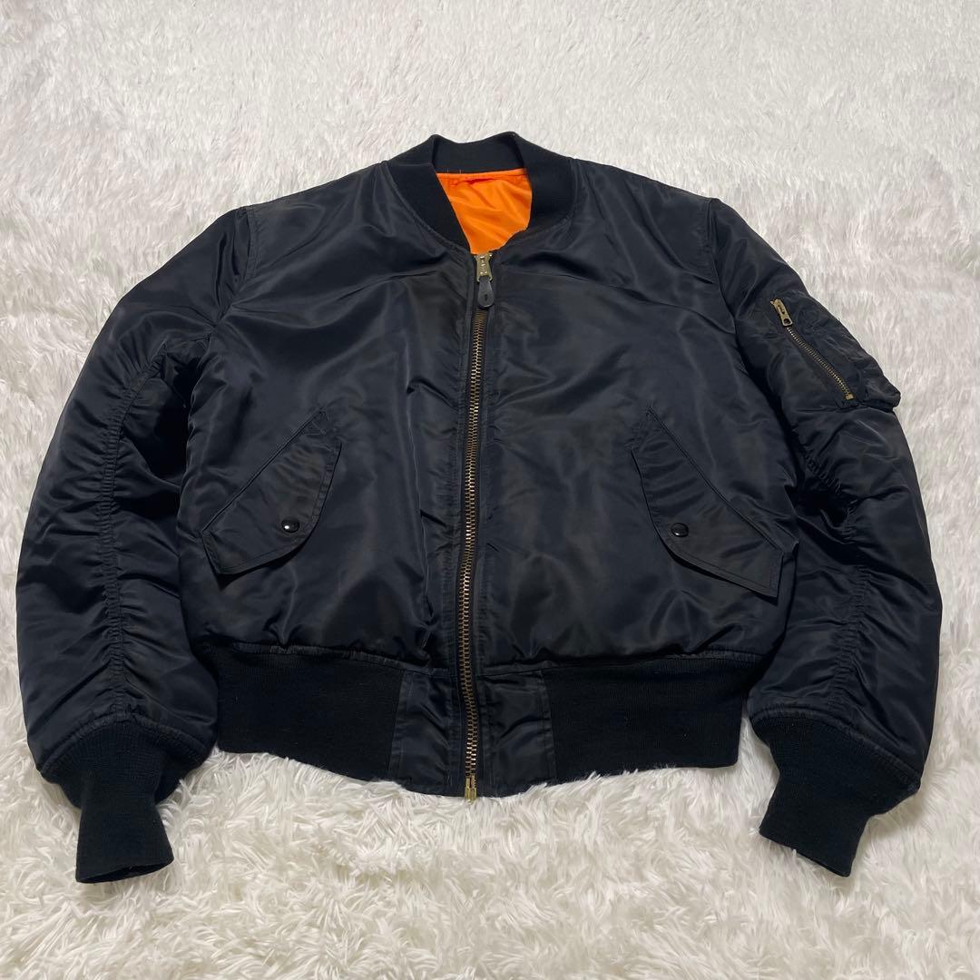 美品　ALPHA アルファ　MA-1 リバーシブル フライトジャケット L 黒
