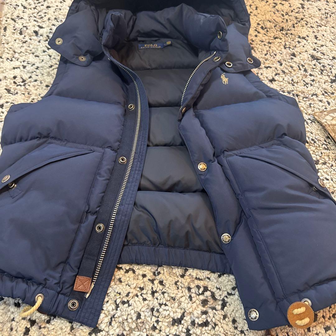 美品Polo Ralph Lauren フード付ダウンベストMポロラルフローレン