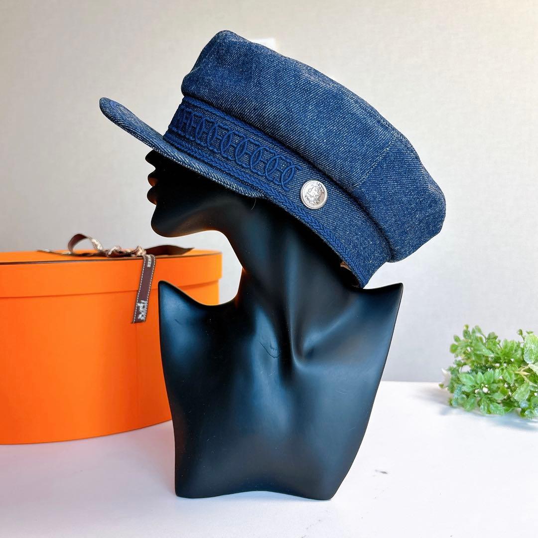 【カリーナ】エルメス カブール キャスケット インディゴ デニム アンカー
