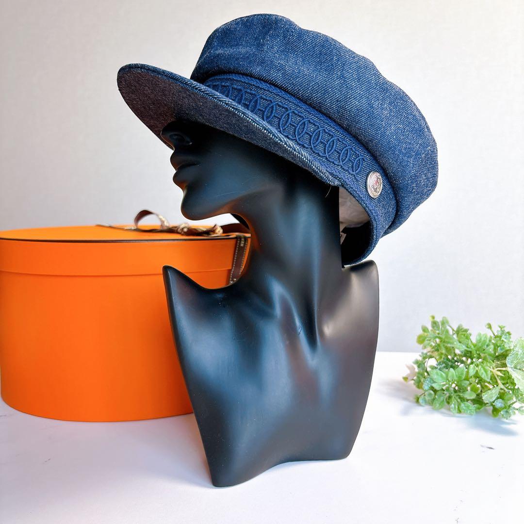 【カリーナ】エルメス カブール キャスケット インディゴ デニム アンカー