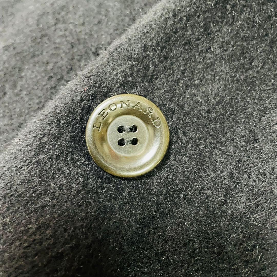 希少42サイズ✨大きいサイズ✨レオナール アンゴラウール ロングコート トリム