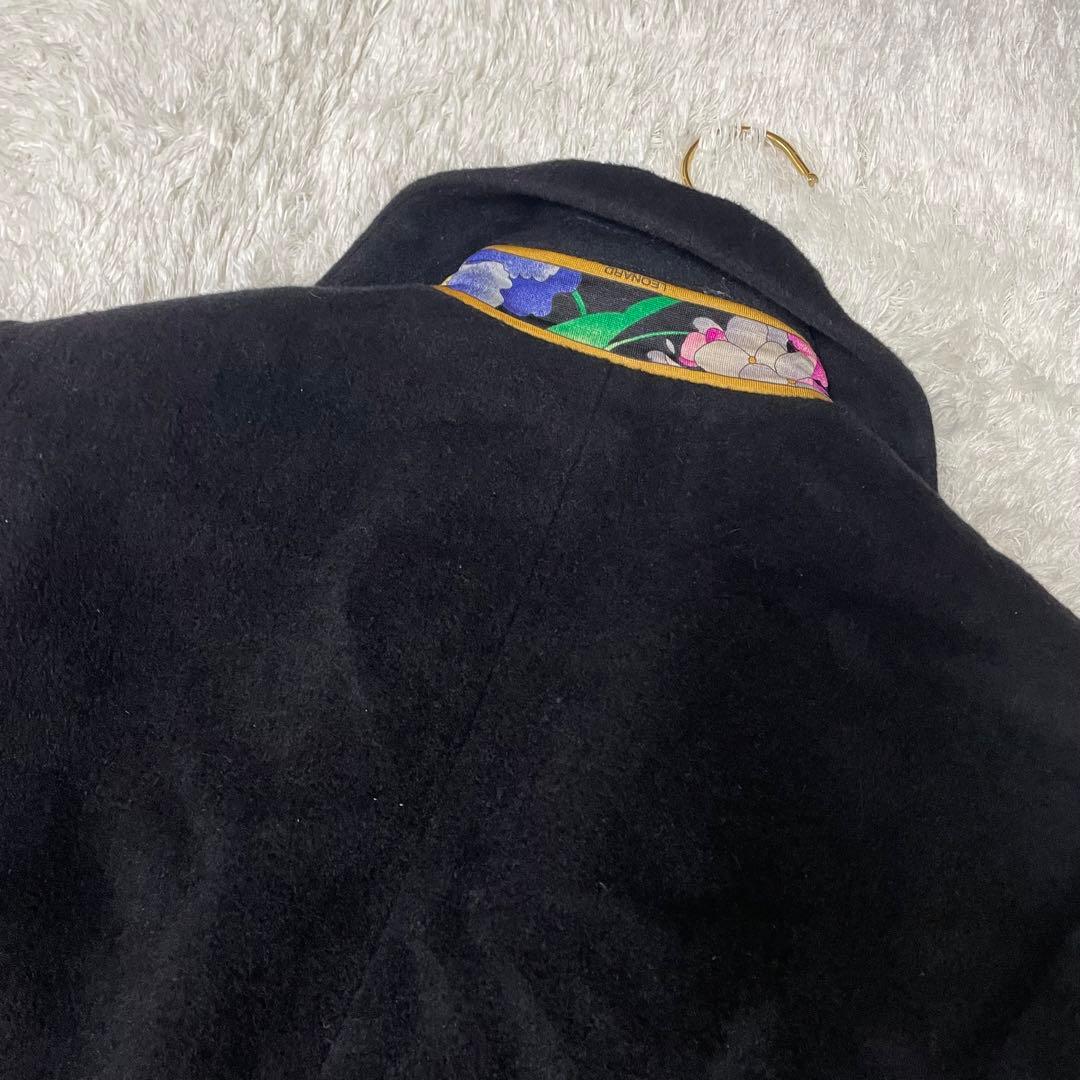 希少42サイズ✨大きいサイズ✨レオナール アンゴラウール ロングコート トリム