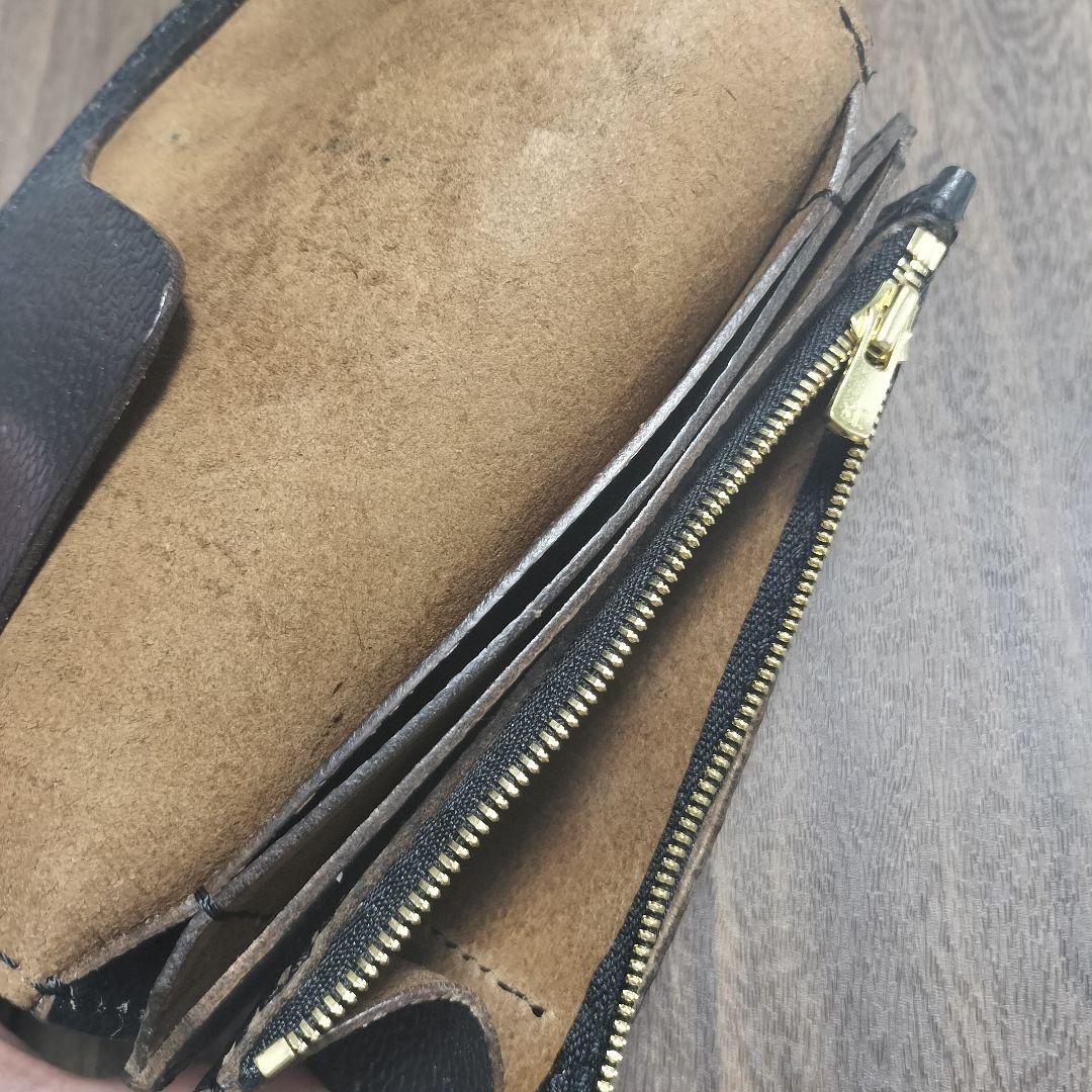 茶芯シボ型押し ミドルトラッカーウォレット 3層構造　 EXCELLA使用