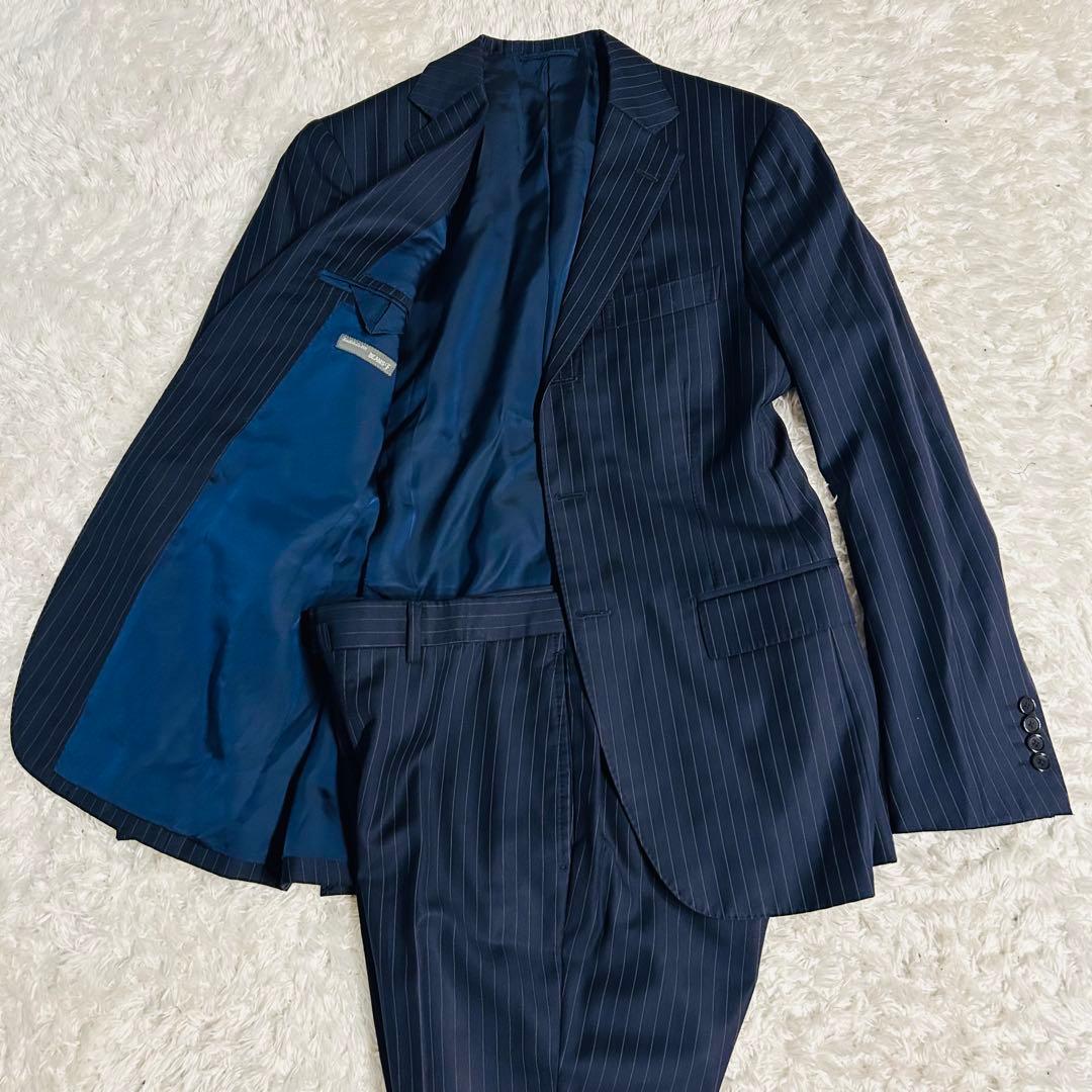 【美品】BEAMS F ビームスエフ セットアップ ストライプ ネイビー M