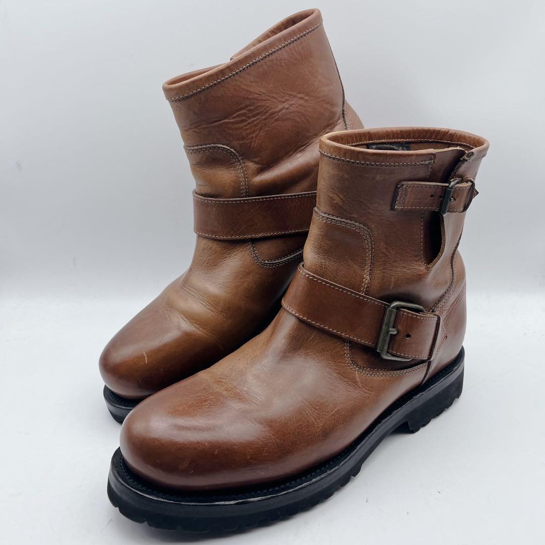 美品✨希少❗️ブッテロ エンジニアブーツ ベルト ビブラムソール ブラウン 40