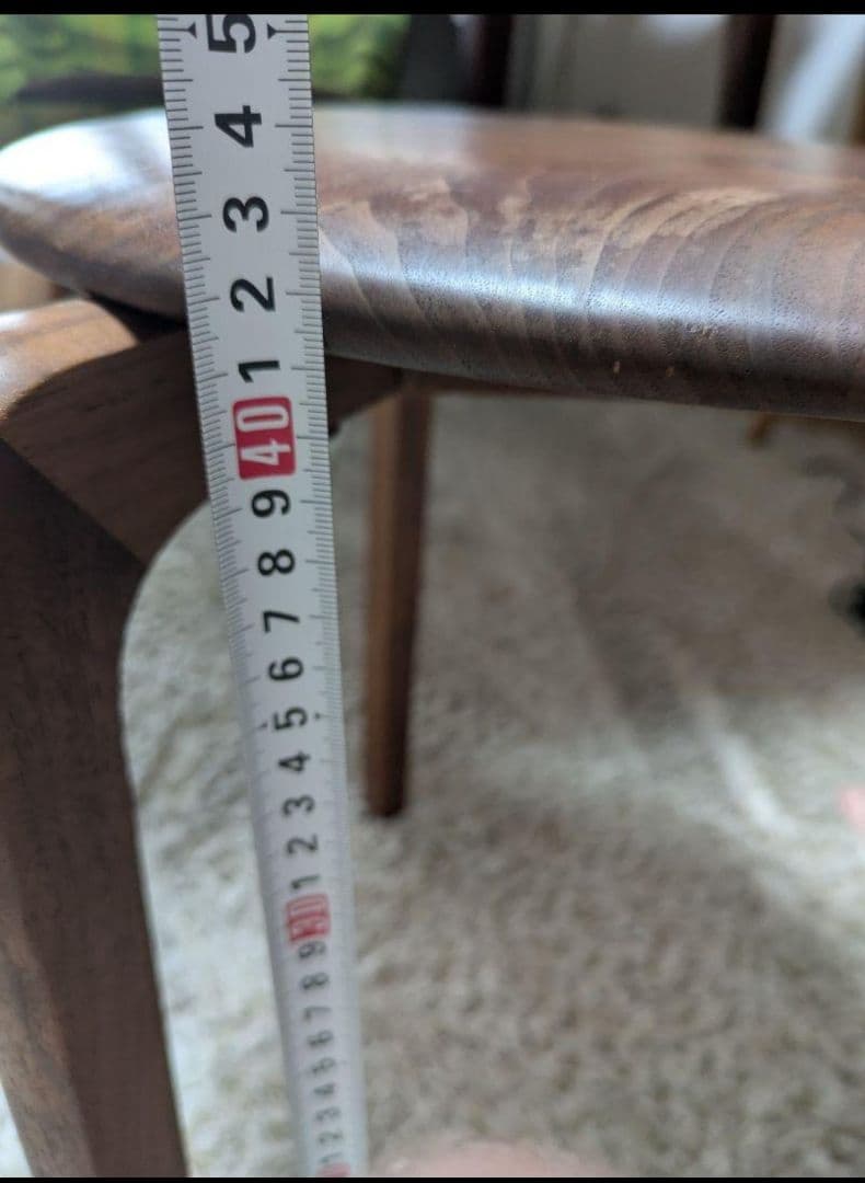 椅子 スツール 丸イス 木製 無垢 ウォルナット 三足　一脚