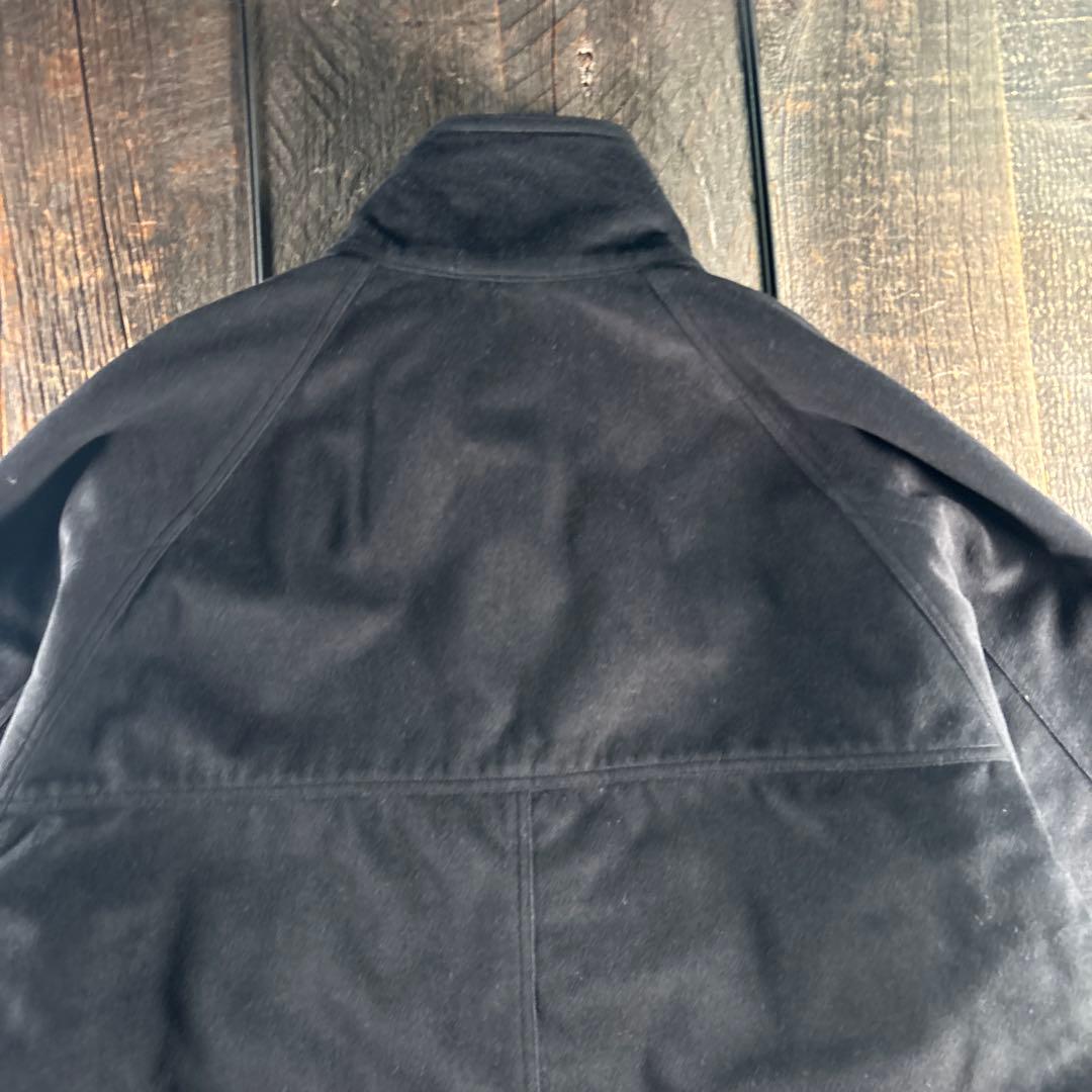 古着　ベロア　短丈ボンバージャケット　黒　太アームラグラン　Lフライトジャケット