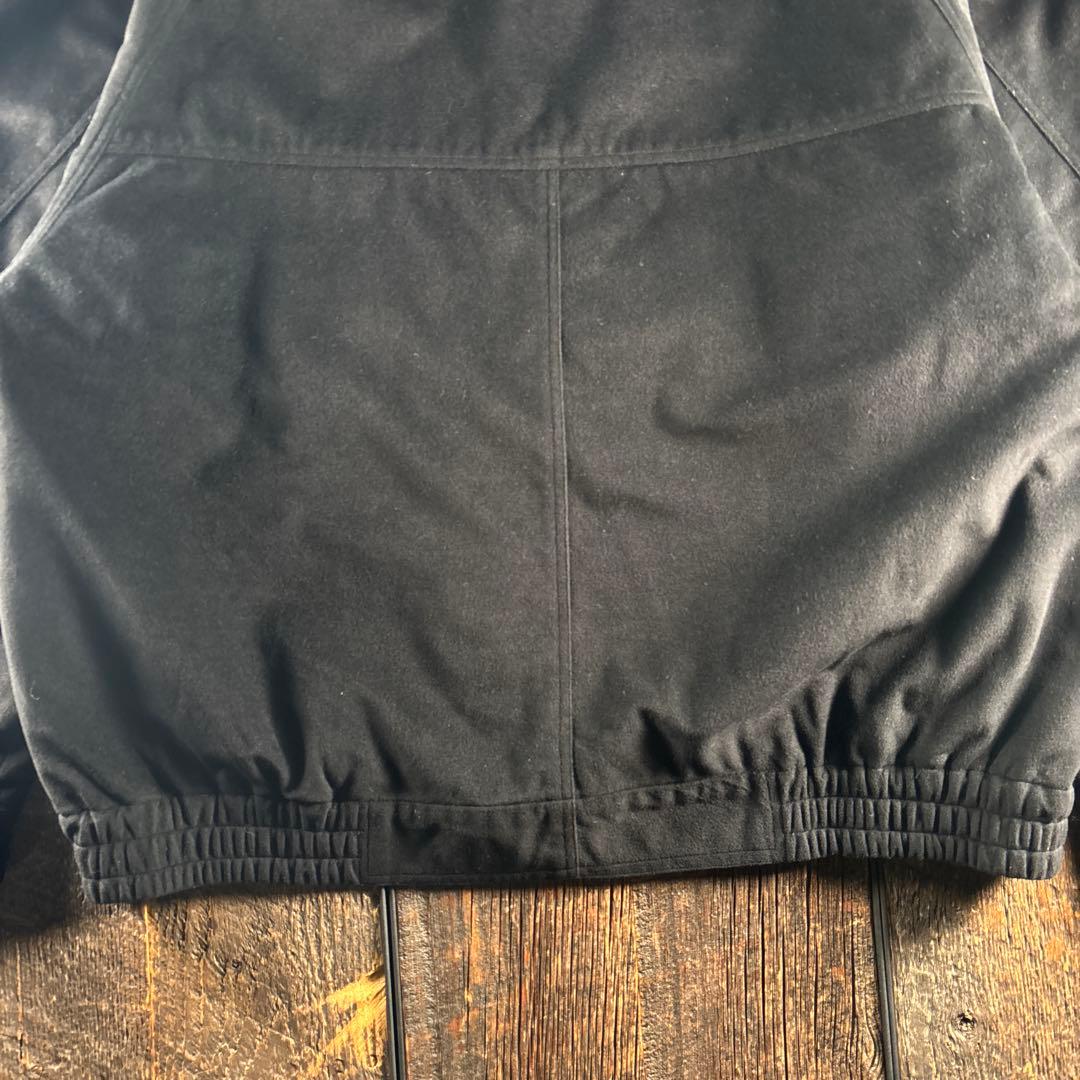 古着　ベロア　短丈ボンバージャケット　黒　太アームラグラン　Lフライトジャケット