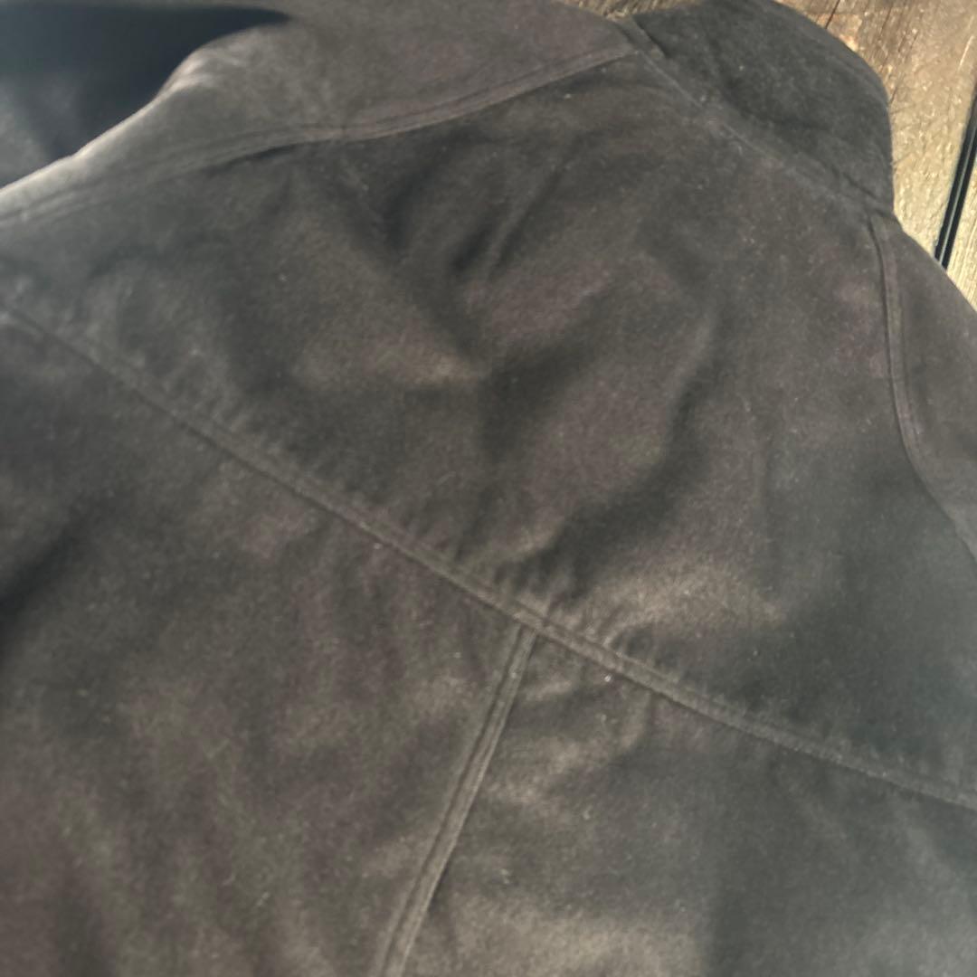 古着　ベロア　短丈ボンバージャケット　黒　太アームラグラン　Lフライトジャケット