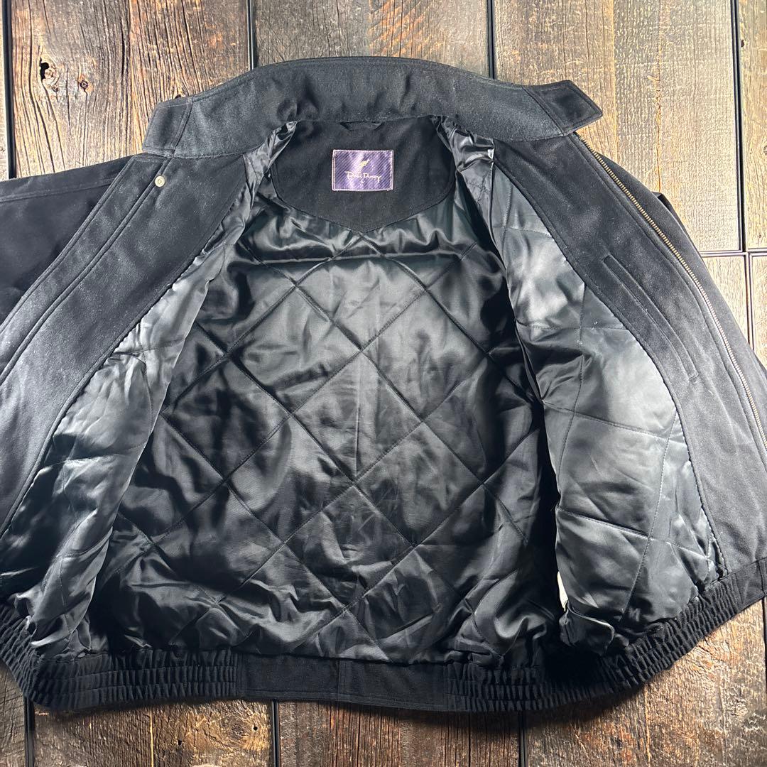 古着　ベロア　短丈ボンバージャケット　黒　太アームラグラン　Lフライトジャケット