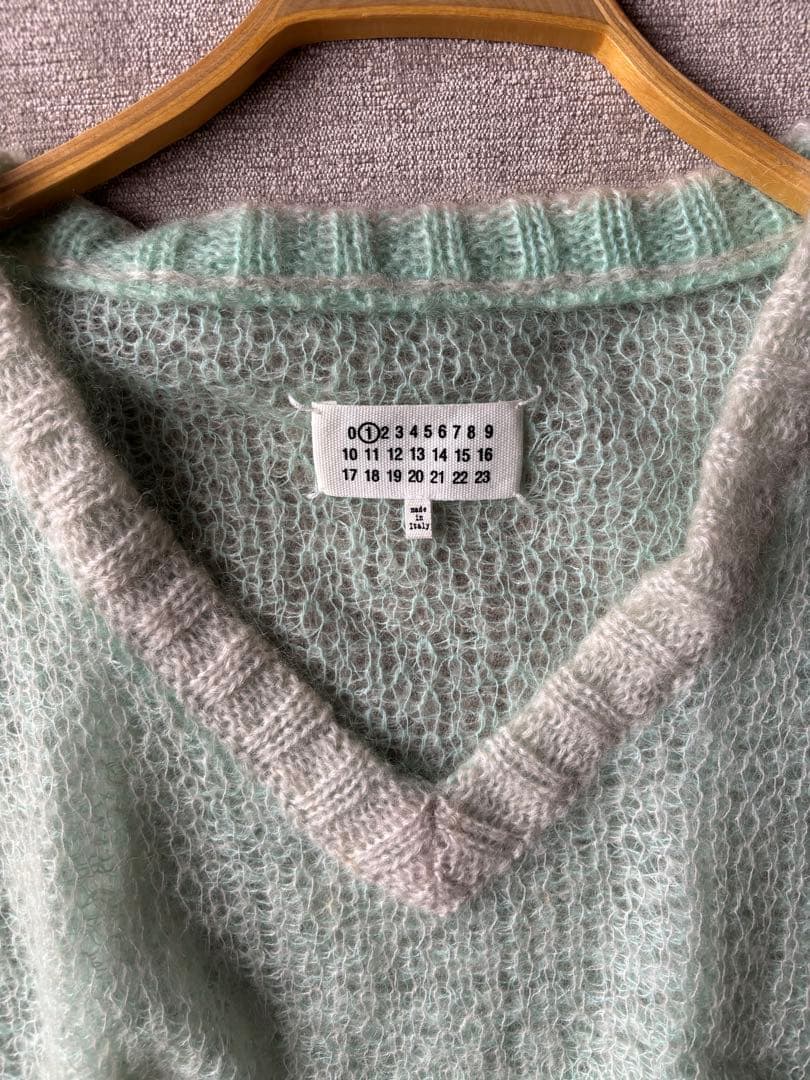 Margiela ミントグリーン Vネック ニットベスト XS