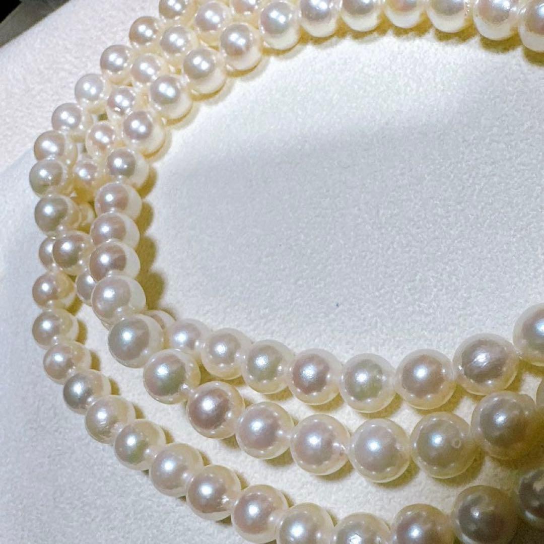 ロング 本真珠 あこや パール ネックレス シルバー刻印 80cm