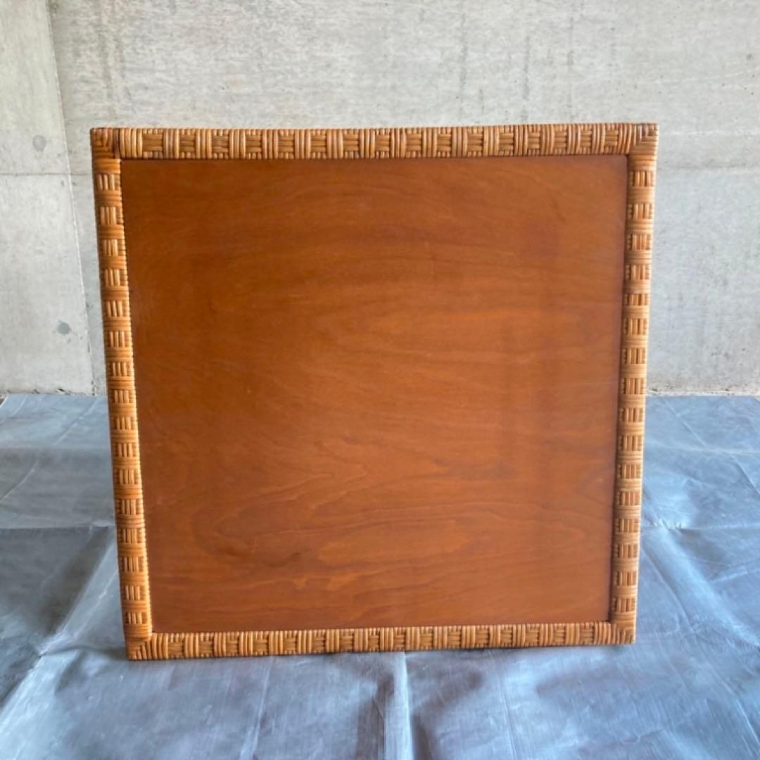籐 ラタン 木製 コーヒーテーブル カフェ 机 スクエア レトロ ビンテージ