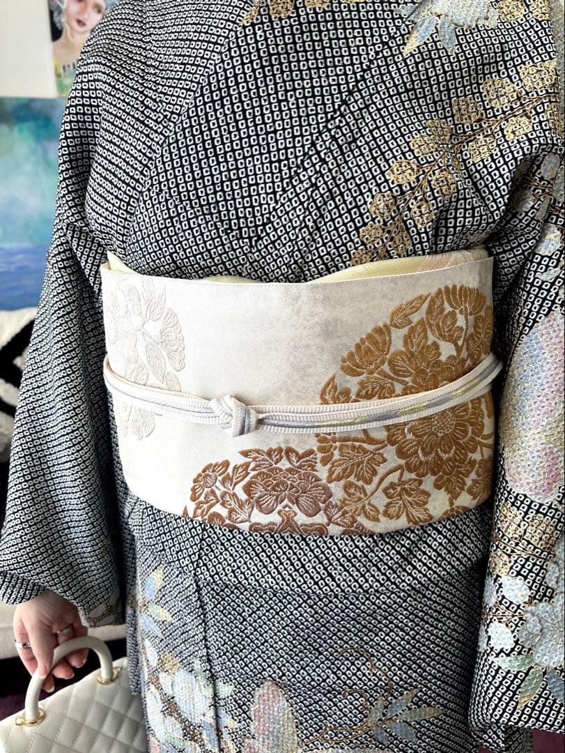 月末サービス品です袋帯　紫紘