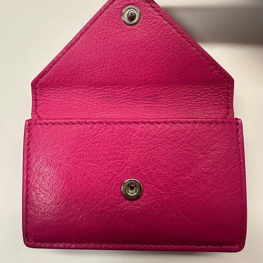 ほぼ未使用　バレンシアガbalenciagaペーパー ミニウォレット三つ折り　桃