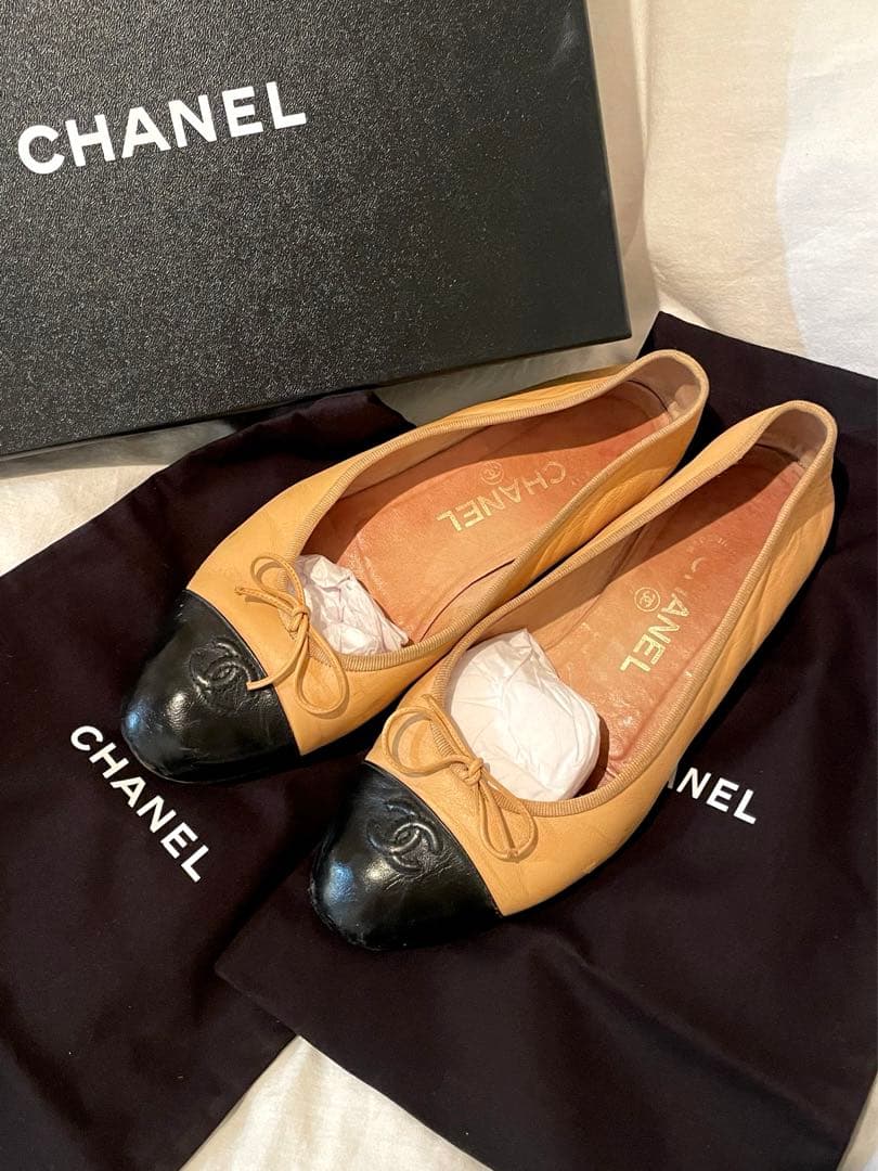シャネル　バレエシューズ　38 24.0cm ベージュ chanel